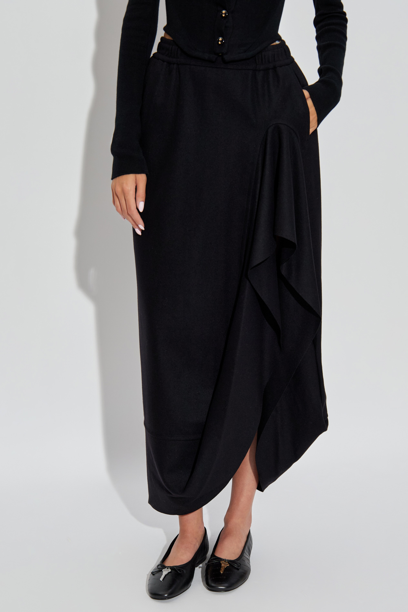 スカート VIVIENNE WESTWOOD Woman Skirt Grey 1K01001AW013L P410 Vivienne Westwood Anglomania Grey Textured Draped Skirt L
